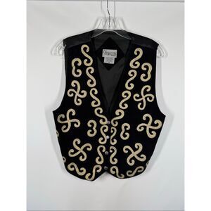 001 -- Cheyenne Autumn snap front State of Oklahoma black suede Leather vest siz